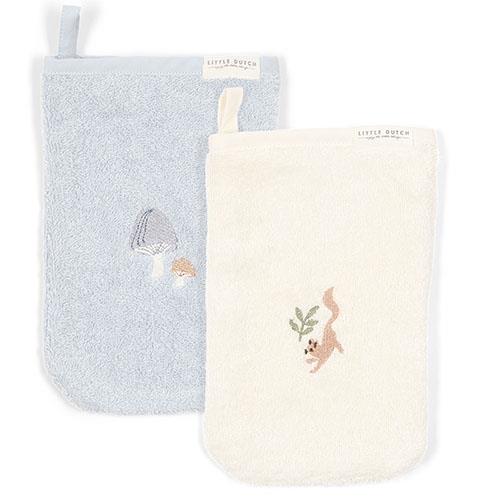 Little Dutch washandjes set - Blauw - Forest Friends