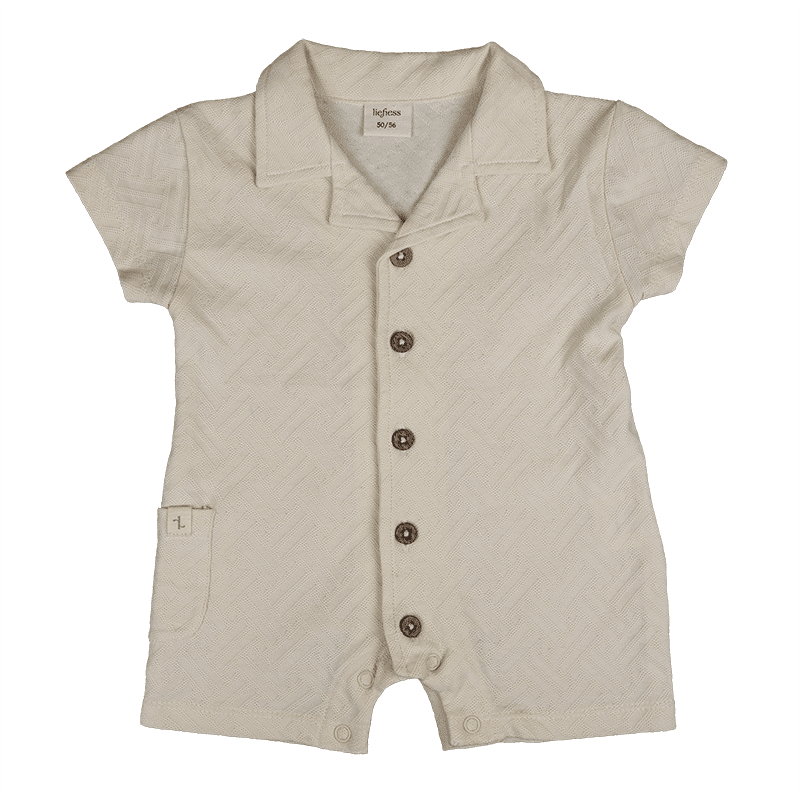 Zomerpakje kraag beige jacquard